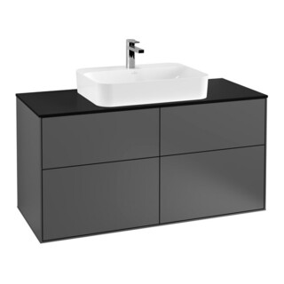 V&B Meuble sous lavabo Éclairage mural Finion 120x60,3 cm, plaque abd. bleue, anthracite m