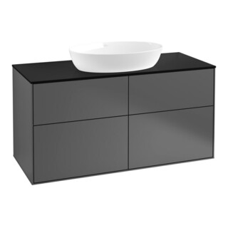 V&B Meuble sous-lavabo Éclairage mural Finion 120x60,3 cm, plaque abd. bleue m, anthracite m