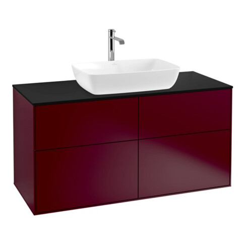 V&B Meuble sous lavabo Éclairage mural Finion 120x60,3 cm, plaque de fermeture bleue m, Peony mat