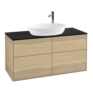 V&B Meuble sous lavabo Éclairage mural Finion 120x60,3cm, placage chêne bleu m