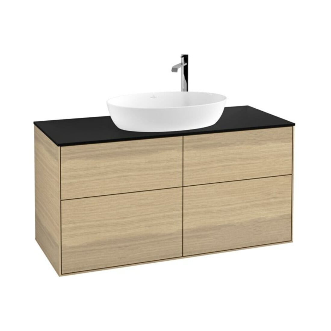 V&B Meuble sous lavabo Éclairage mural Finion 120x60,3cm, placage chêne bleu m