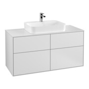 V&B Meuble sous-lavabo Éclairage mural Finion 120x60,3cm, Plaque abd. blanc m, blanc m Lac