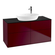 V&B Meuble sous-lavabo Éclairage mural Finion 120x60,3cm, Plaque de fermeture bleue m, Pivoine Mat