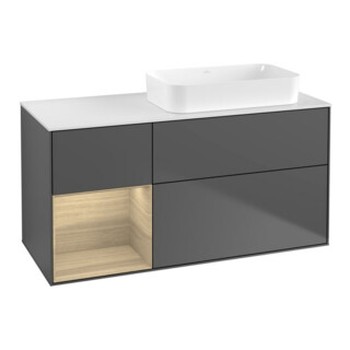V&B Meuble sous lavabo Éclairage mural Finion 120x60 cm, Reg li Oa ven, Anthracite mat