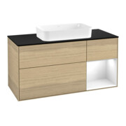 V&B Meuble sous lavabo Éclairage mural Finion 120x60 cm, Reg re glo wh. Lac, Oa Veneer