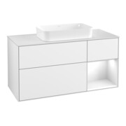 V&B Meuble sous lavabo Éclairage mural Finion 120x60 cm, Rg r glo wh. Lac, glo wh. Lac