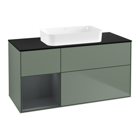 V&B Meuble sous-lavabo Éclairage mural Finion 120x60 cm, Rg r md bl. m Lac, Oli. m Lac