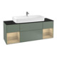 V&B Meuble sous lavabo Éclairage mural Finion 160 cm, bleu pâle, étagère ouverte, huile et laque-1