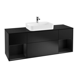 V&B Meuble sous-lavabo Éclairage mural Finion 160 cm, Pl b m, Reg bla m Lac, bla m Lac