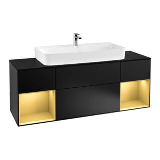 V&B Meuble sous lavabo Éclairage mural Finion 160 cm, Pl b m, Reg gol m Lac, bla m Lac