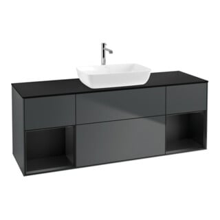 V&B Meuble sous lavabo Éclairage mural Finion 160 cm, Pl b m, Rg b m Lac, md bl. m Lac