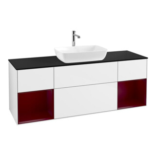 V&B Meuble sous lavabo Éclairage mural Finion 160 cm, Pl b m, Rg Peo m Lac, blanc brillant Lac