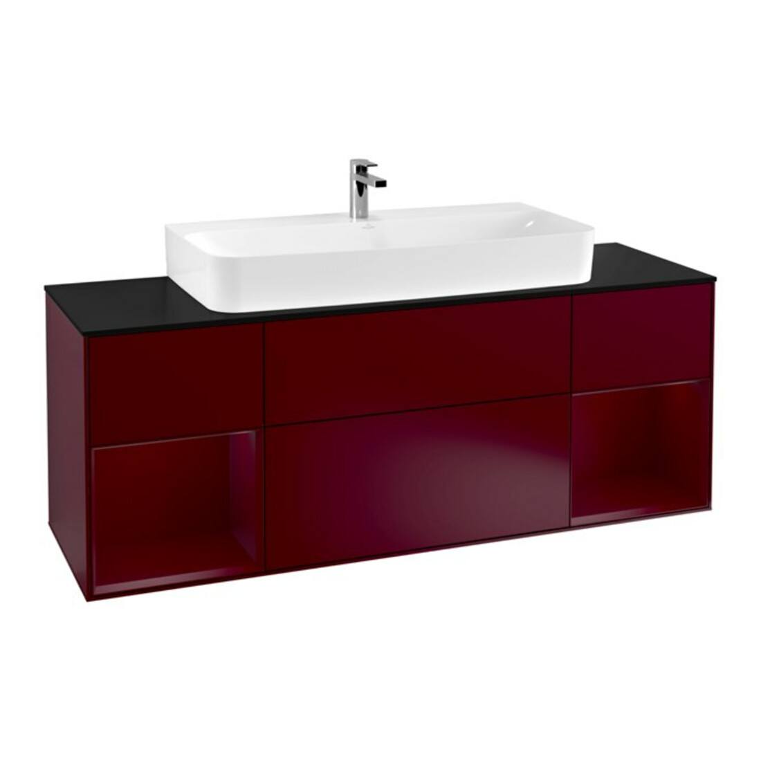 V&B Meuble sous-lavabo Éclairage mural Finion 160 cm, Pl bleu m, Reg Peo m Lac, Peo m