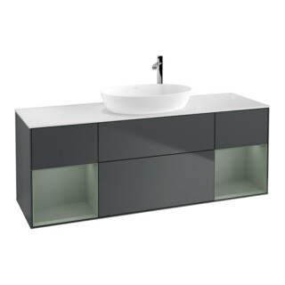 V&B Meuble sous lavabo Éclairage mural Finion 160 cm, Pl w m, Rg Ol m Lac, md bl. m Lac