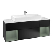 V&B Meuble sous lavabo Éclairage mural Finion 160 cm, Reg Oli. m Laqué mat bleu