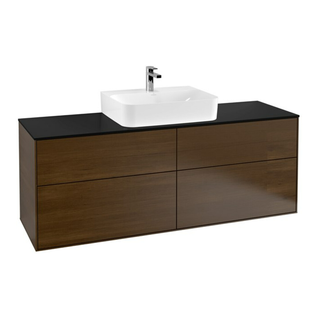 V&B Meuble sous lavabo Éclairage mural Finion 160x60,3 cm, placage noyer bleu m.