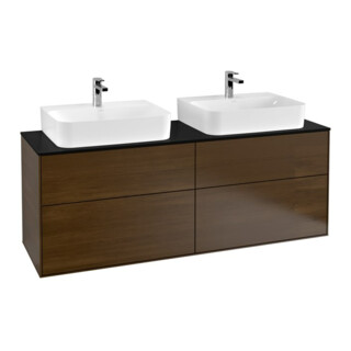 V&B Meuble sous lavabo Éclairage mural Finion 160x60,3 cm, placage noyer bleu m