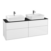V&B Meuble sous lavabo Éclairage mural Finion 160x60,3 cm, plan abl. bleu mat, blanc brillant Lac