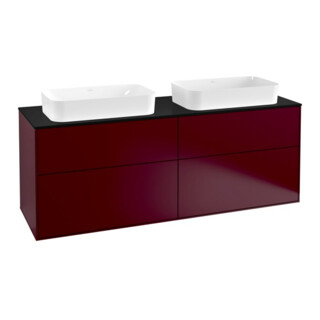 V&B Meuble sous lavabo Éclairage mural Finion 160x60,3 cm, plan de toilette bleu mat, Peony Matt