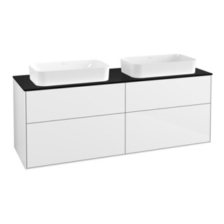 V&B Meuble sous-lavabo Éclairage mural Finion 160x60,3 cm, plaque abd. bleu m, blanc brillant Lac