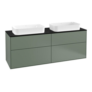 V&B Meuble sous lavabo Éclairage mural Finion 160x60,3 cm, plaque abd. bleue m, huile m Lac