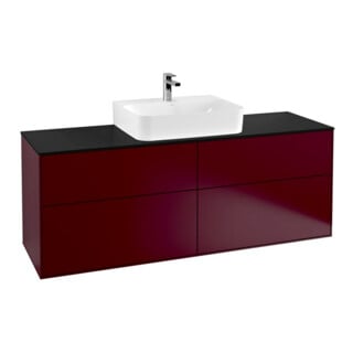 V&B Meuble sous lavabo Éclairage mural Finion 160x60,3 cm, plaque abd. bleue m, Peony mat