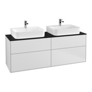 V&B Meuble sous lavabo Éclairage mural Finion 160x60,3 cm, plaque de recouvrement bleue, blanc avec Lac