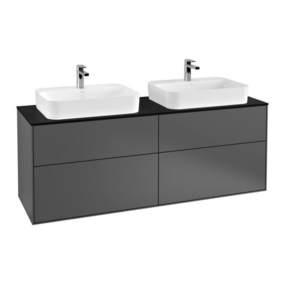V&B Meuble sous-lavabo Éclairage mural Finion 160x60,3cm, EM, bleu clair m, anthracite m