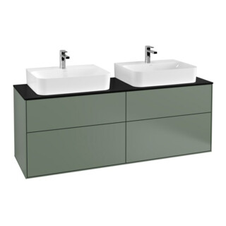 V&B Meuble sous lavabo Éclairage mural Finion 160x60,3cm, plaq. abd. bleue, oli. m Lac