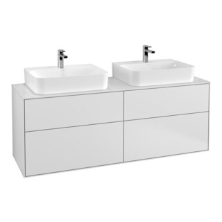 V&B Meuble sous lavabo Éclairage mural Finion 160x60,3cm, plaque abd. blanc, blanc mat Lac