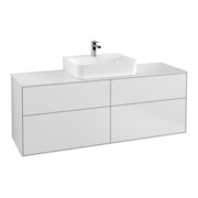 V&B Meuble sous lavabo Éclairage mural Finion 160x60,3cm, plaque abd. blanc m, blanc m Lac