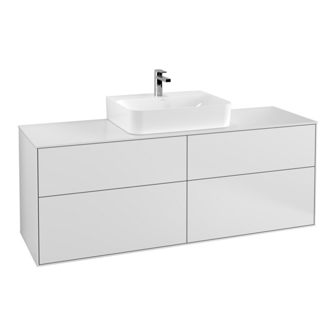 V&B Meuble sous lavabo Éclairage mural Finion 160x60,3cm, plaque abd. blanc m, blanc m Lac
