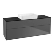 V&B Meuble sous lavabo Éclairage mural Finion 160x60,3x50,1 cm, bleu brillant, anthracite mat