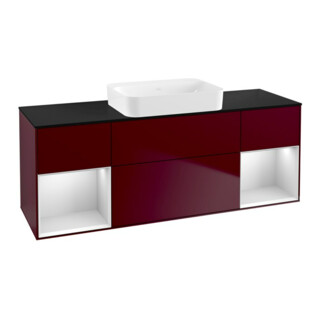 V&B Meuble sous lavabo Éclairage mural Finion 160x60,3x50,1 cm, étagère bl. avec Lac, Peo mat