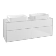 V&B Meuble sous lavabo Éclairage mural Finion 160x60,3x50,1cm, blanc brillant, blanc mat Lac
