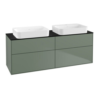 V&B Meuble sous lavabo Éclairage mural Finion 160x60,3x50,1cm, bleu brillant, huile mat