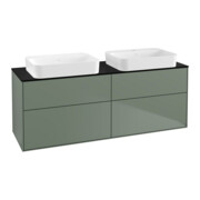 V&B Meuble sous lavabo Éclairage mural Finion 160x60,3x50,1cm, bleu brillant, huile mat