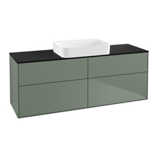 V&B Meuble sous lavabo Éclairage mural Finion 160x60,3x50,1cm, bleu brillant, huile mat