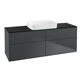 V&B Meuble sous lavabo Éclairage mural Finion 160x60,3x50,1cm, bleu brillant m, bleu mat m Lac