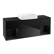 V&B Meuble sous lavabo Éclairage mural Finion 160x60,3x50,1cm, Bleu brillant m Lac, Bleu brillant m Lac