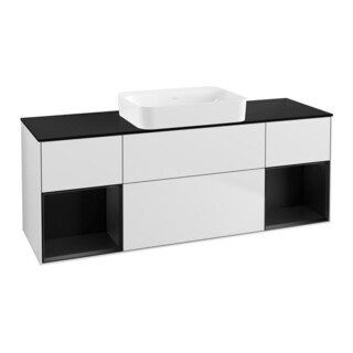 V&B Meuble sous lavabo Éclairage mural Finion 160x60,3x50,1cm, Bleu rg m Lac, blanc m Lac