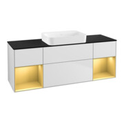 V&B Meuble sous lavabo Éclairage mural Finion 160x60,3x50,1cm, laqué or rg, laqué blanc