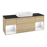 V&B Meuble sous-lavabo Éclairage mural Finion 160x60,3x50,1cm, Reg glo wh. Lac, Oa ven