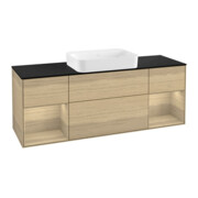 V&B Meuble sous lavabo Éclairage mural Finion 160x60,3x50,1cm, Reg Oa ven, placage chêne