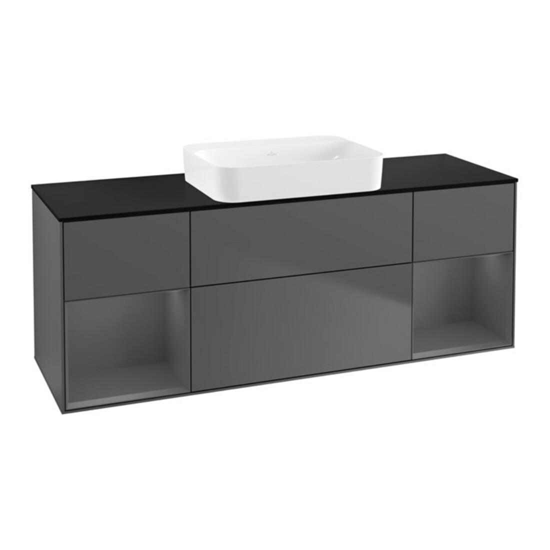 V&B Meuble sous-lavabo Éclairage mural Finion 160x60,3x50,1cm, Rg A m Lac, Anthrac. m