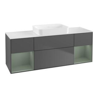 V&B Meuble sous-lavabo Éclairage mural Finion 160x60,3x50,1cm, Rg Ol m Lac, Anthrac. m