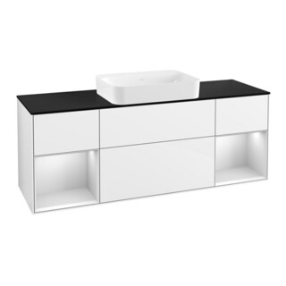 V&B Meuble sous lavabo Éclairage mural Finion 160x60,3x50,1cm, Rg w m Lac, blanc brillant Lac