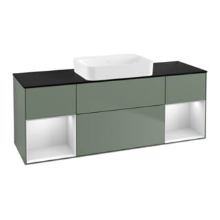 V&B Meuble sous lavabo Éclairage mural Finion 160x60,3x50,1cm, Rg w m Lac, Oli. m Lac