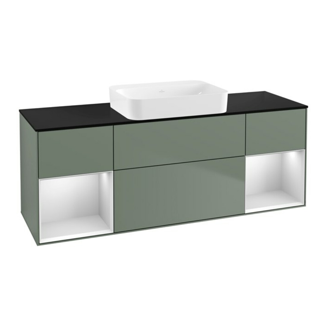 V&B Meuble sous lavabo Éclairage mural Finion 160x60,3x50,1cm, Rg w m Lac, Oli. m Lac