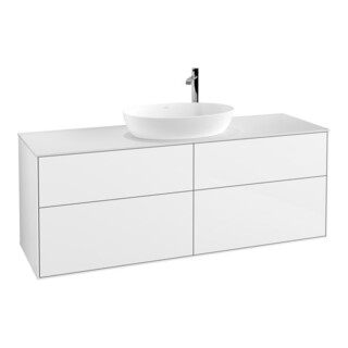 V&B Meuble sous-lavabo Éclairage mural Finion 160x60 cm, plaque abd. blc, laq. blc brillant